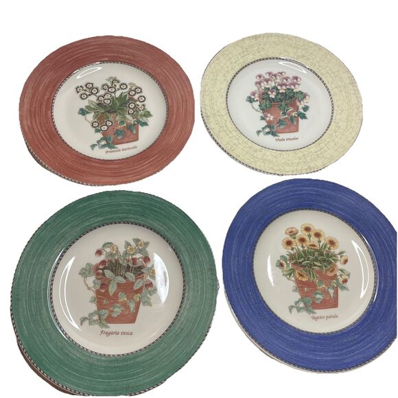 Set of 4 Wedgwood Sarah's Garden Salad Plates - One of Each Color 8 1/4” - Picture 1 of 14